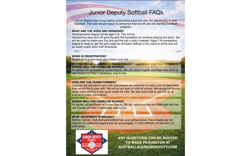 Junior Deputy Softball FAQs